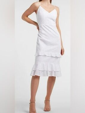 White Eyelet Tiered Midi Dress